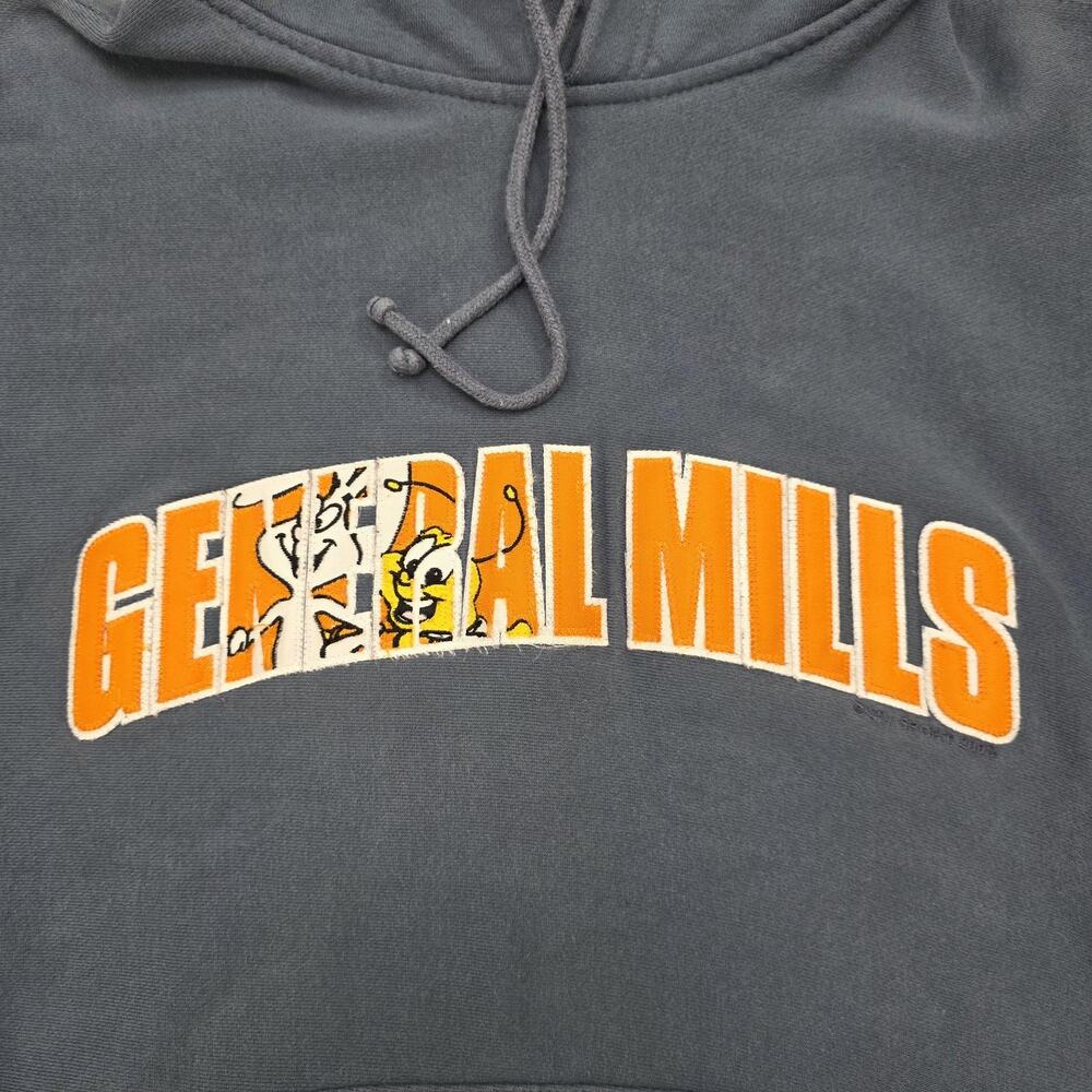 General Mills Sweatshirt Mens Small Blue Hoodie Embroidered Fleece Y2K Retro - Picture 9 of 16